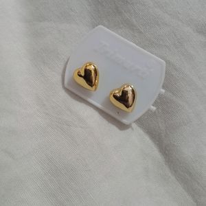 Gold Heart Stud Earrings