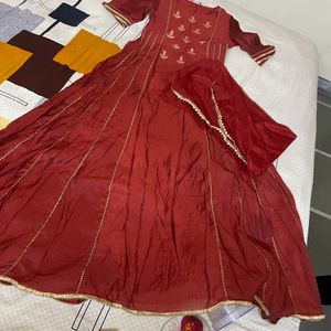 Red Gown With Dupatta