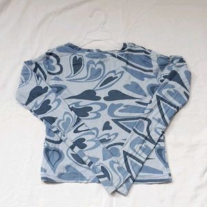 Blue Heart Fitted Top