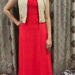 Ethnic Gown With White Jacket ( S-M) Size