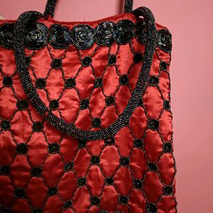 Satin Red Hand Bag