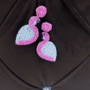 Stylish Pink N White Bird Earings