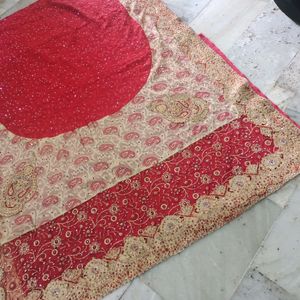 Wonderful Red And Golden Saree