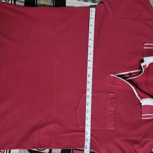 Van Heusen Maroon Cotton Regular Fit Polo T-Shirt