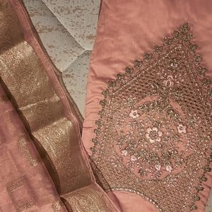 Chanderi Silk Full Heavy Work Around Neck Suit Set