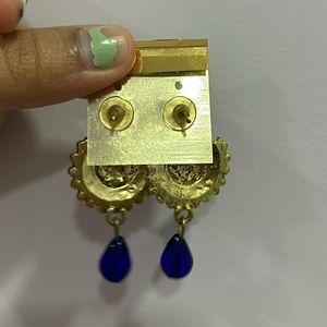 Navy Blue Jhumkas with Pearl Border- Festive Wear