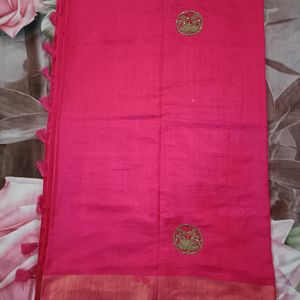 Rose Pink Chanderi Silk Saree