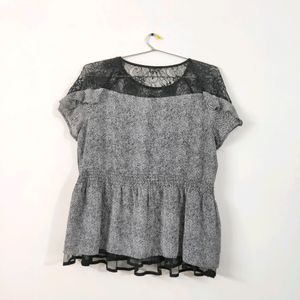 Korean imported grey lace top