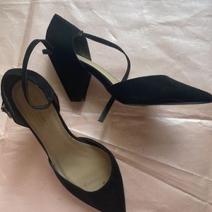 Black Block Heels Front Closed