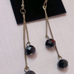 Silver Earrings With Black Bead