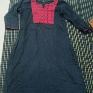 Single Piece Kurti In Navy Blue Colour Of Size XS