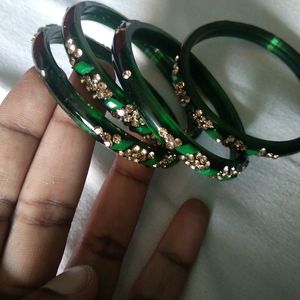 Green Glass Bangles