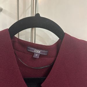 Casual maroon colour Cropped Jacket