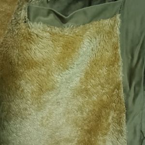 Men Khakhi Colour Warm Jacket With Inside Fur