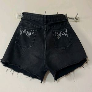 Black Diy Washed Out Shorts