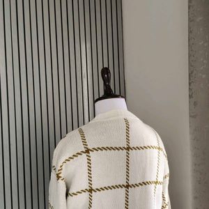 Vintage Checkered Open Front Cardigan