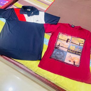 2 T-shirt Combo Offer Red&blue