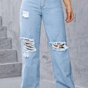 PRICE DROP Blue STRAIGHT RIBBED Jeans For Women