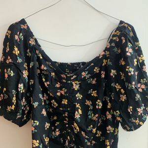 Black Floral Crop Top