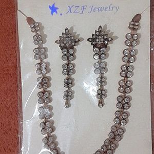 Set Of A Neck Piece, Long Earrings