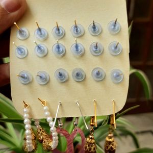 12 Pairs Of Dainty Antique Gold Studs & Earrings