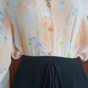 Woollen skirt And Chiffon tops