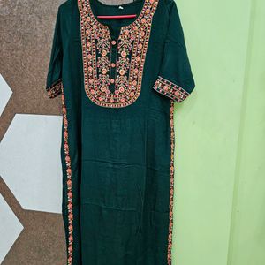 Bottlegreen Embroidery Kurti