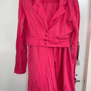 Yoonoy Women Pink Solid Coat & Trouser