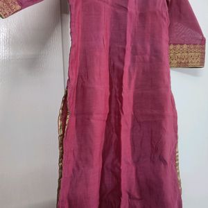 Pale Pink Dual Shade Kurta w Gold