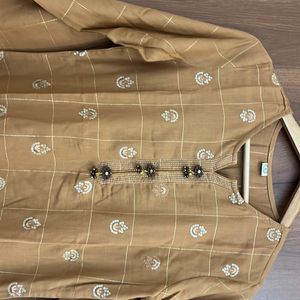 Brown Stylish Lurex Embroidery Kurta