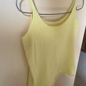 Lemon Yellow Knitted Spaghetti Top