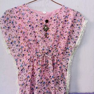 Pink Floral Kaftan Top 💮