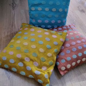 3 pc multicolored cushion and covers