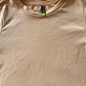 Tokyo Talkies Beige Fitted Top