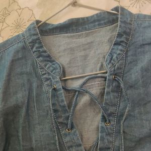 Women Denim Top (size Large)