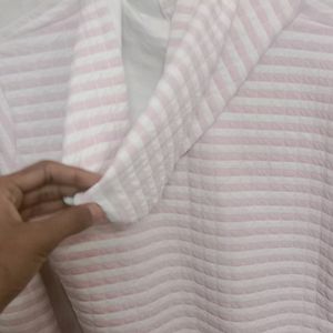 Crop Pink And White Lining Top