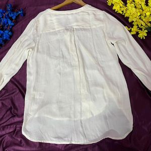 H&M lining off white soft high low shirt