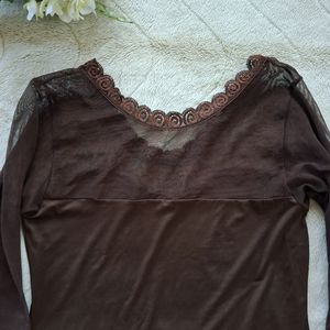 Mesh Heart Neck Line Tops