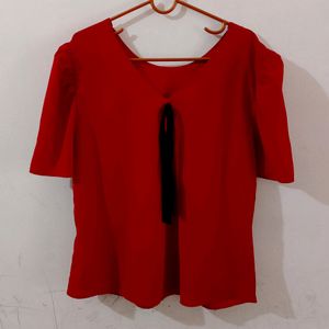 Tops & Tunics | Cover Story Red V Neck Top(Women) | Freeup