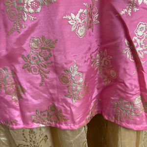 Pink Golden Ethnic Gown (M/34)