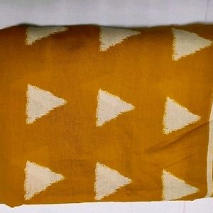 Cambric Cotton Mustard/Cream Triangle Print Fabric