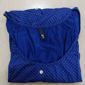 Blue And Gold Polka Dots Top