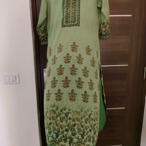 Green Colored Suit Set With Palazzo And Dupatta