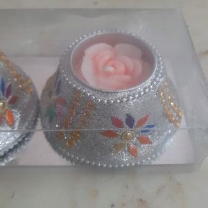 Decorated Candle Stand With FlowerCandle