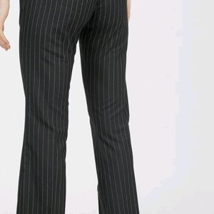 Striped Black Bootcut Low Rise Trousers