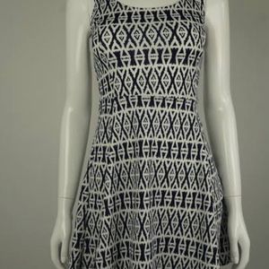 H&M Navy Blue and White Pattern Mini Dress