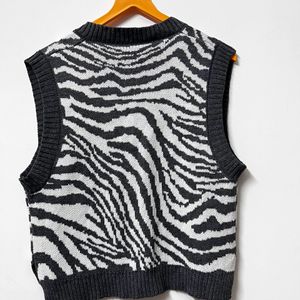 Grey Zebra Print Vest