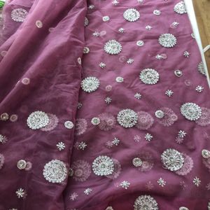 Purple Netted Sequence Saree(Women’s)