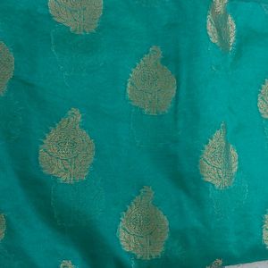 Sea Green Woven Zari Chanderi Silk Saree