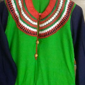 Straight, Green Kurti.